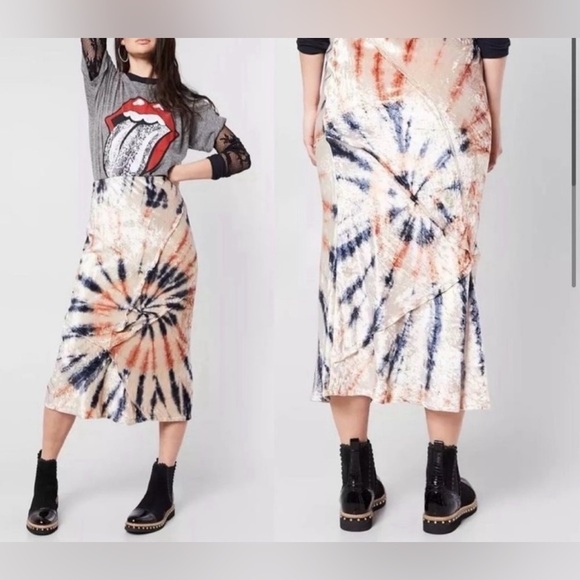 Free People Serious Swagger Tie-Dye Midi Skirt Size M - Picture 2 of 9